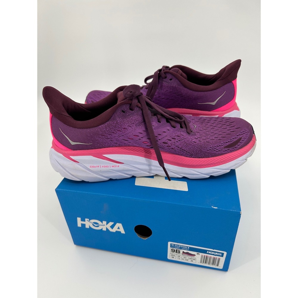 Hoka Clifton 8 Grape Wine Berry Purple Pink Running Shoes 1119394 GWBY Womens 9B - Picture 6 of 15